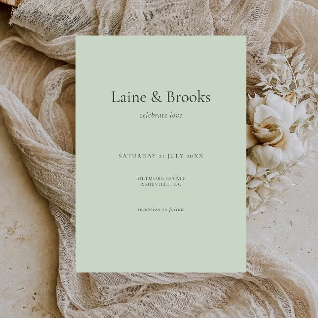 Sage Green Wedding Invitation | Minimal Typography (Creator Uploaded)