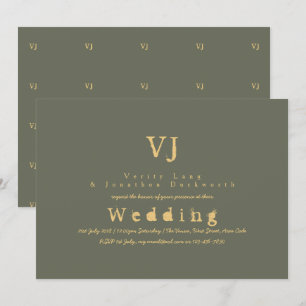 Sage Green Wedding Invitations Gold Ink Typwriter