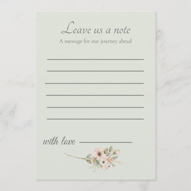 Sage Green Wedding Keepsake Insert Card (Front)