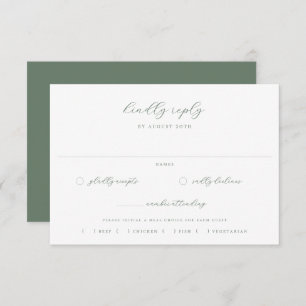 Sage Green Wedding Meal Choice RSVP Card