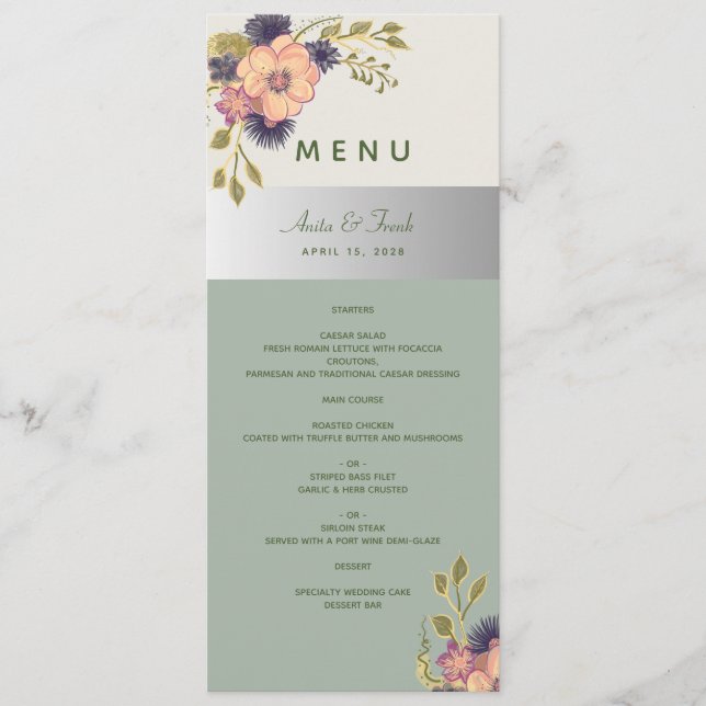 Sage Green Wedding Menu (Front)