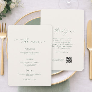 Sage Green Wedding Menu Card – Double Sided