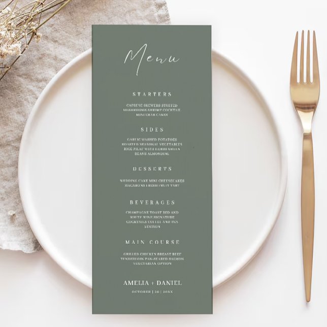 Sage Green Wedding Menu Cards Template (Sage Green Wedding Menu Cards Template)