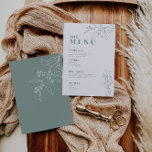 Sage Green Wedding Menu with floral artwork<br><div class="desc">This menu is chraacterised by boho style, floral artwork, and sage green colour, with a mix of different font styles, often in different sizes, to create a unique, eclectic look that makes these menus a natural aesthetic. Printed on high-quality cardstock, they will surely impress your guests and set the tone...</div>