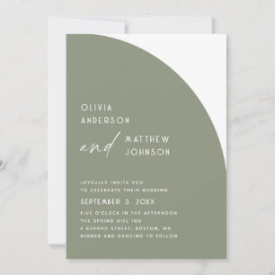 Sage Green Wedding Minimalist Contemporary Arch Invitation