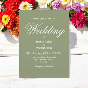 Sage Green Wedding Minimalist Simple Announcement
