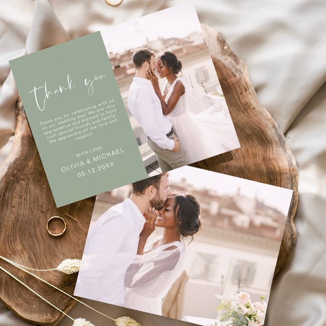 Sage Green Wedding Minimalist Thank You Cards (Creator Uploaded)