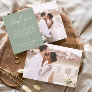 Sage Green Wedding Minimalist Thank You Cards