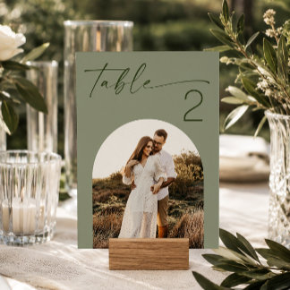 Sage Green Wedding | Modern Minimalist Photo Table Number