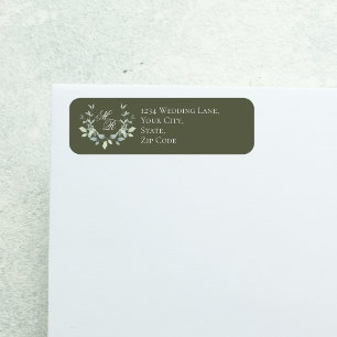 Sage Green Wedding Monogram Floral Script