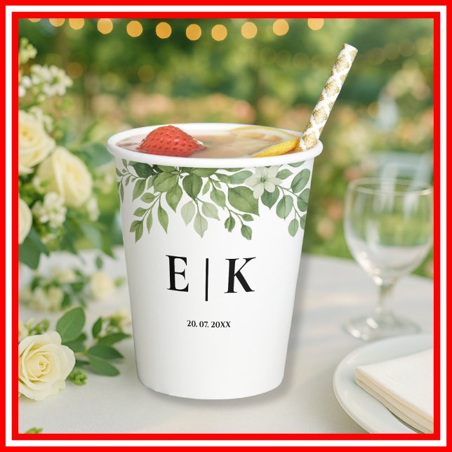 Sage Green Wedding | Monogram Paper Cups (Creator Uploaded)
