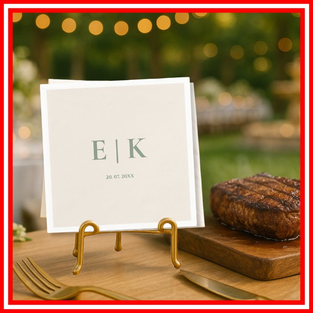 Sage Green Wedding | Monogram Wedding Napkin (Creator Uploaded)