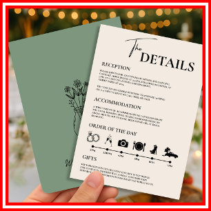 Sage Green Wedding Order of Events Invitation