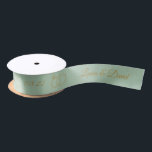 Sage Green Wedding Personalised Name Ribbon Satin Ribbon<br><div class="desc">This custom light green ribbon with the bride's and groom's names and the date of the wedding is great for gift wrapping and will make your gift boxes or wedding favours look really cute. Personalise it with your names and wedding date.</div>