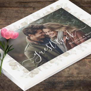 Sage Green Wedding Photo Personalised Guest Book