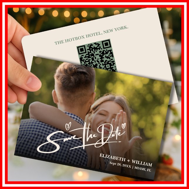Sage Green Wedding | Photo QR Code Save The Date (Creator Uploaded)
