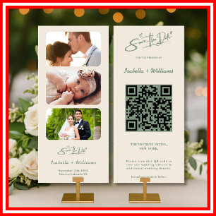 Sage Green Wedding Photo QR Code Save The Date