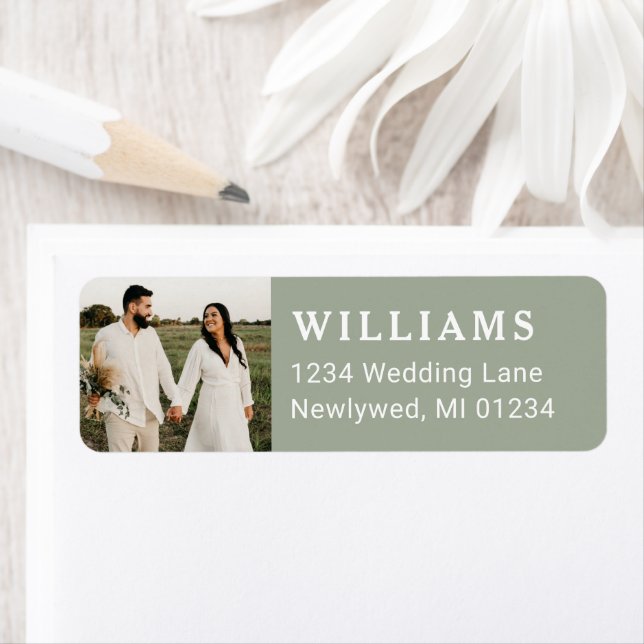 Sage Green Wedding Photo Return Address (Insitu)