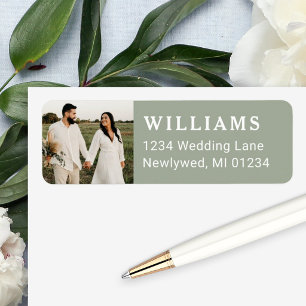 Sage Green Wedding Photo Return Address