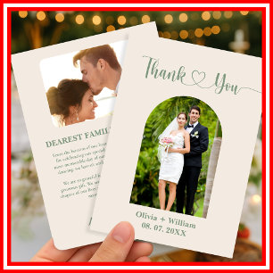 Sage Green Wedding   Photo Thank You Card