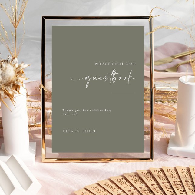Sage Green Wedding Please Sign Our Guestbook Sign (Creator Uploaded)