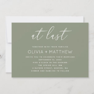 Sage Green Wedding + QR Code Minimalist Script Invitation