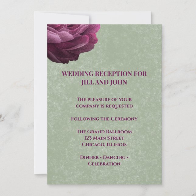 Sage Green Wedding Reception Card Insert (Front)