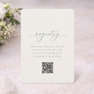 Sage Green Wedding Registry Card with QR Code