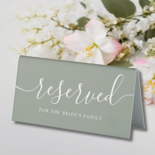 Sage Green Wedding Reserved Table Tent