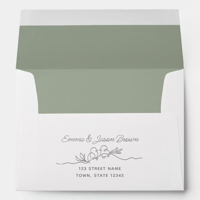 Sage Green Wedding Return Address Envelope (Back (Bottom))
