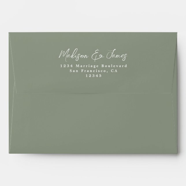 Sage Green Wedding Return Address Envelope (Back (Top Flap))