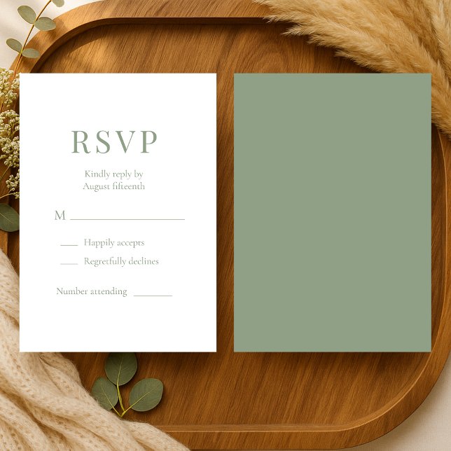Sage Green Wedding RSVP  Card (Creator Uploaded)