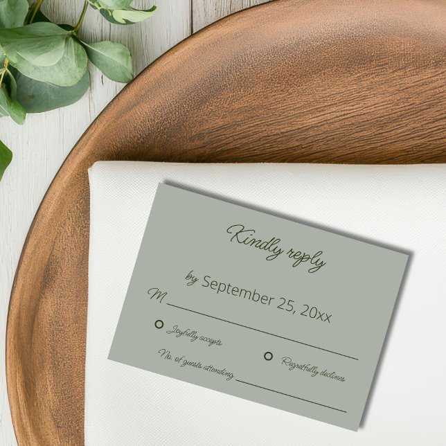 Sage Green Wedding RSVP Card  (Creator Uploaded)
