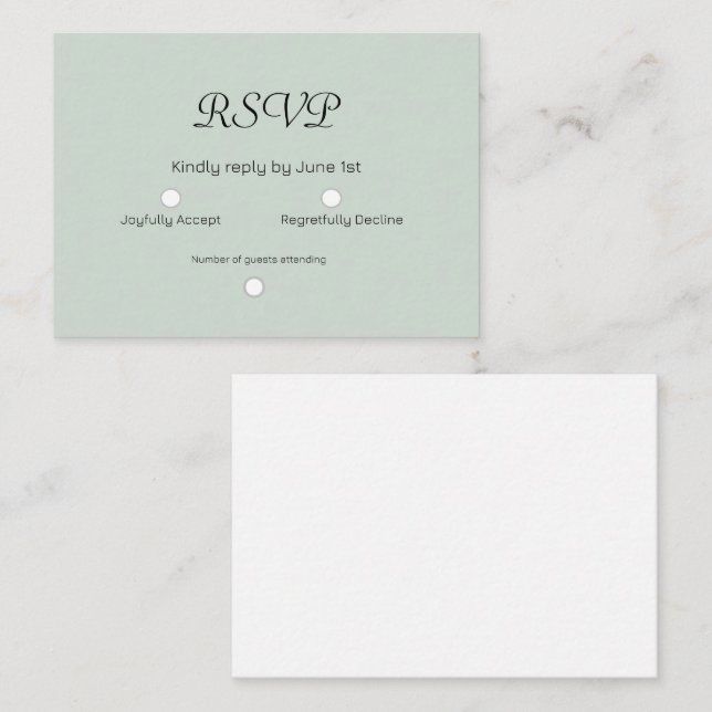Sage Green Wedding RSVP Card (Front/Back)