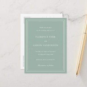 Sage Green Wedding Save the Date Announcement Postcard