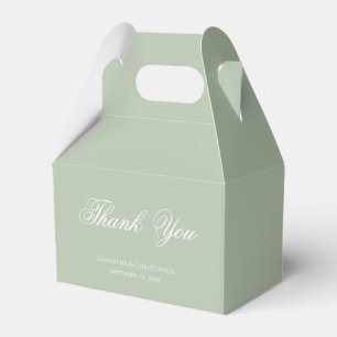 Sage Green Wedding Simple Calligraphy Thank You Favour Box
