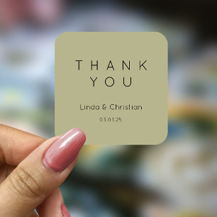 Sage Green Wedding Square Sticker