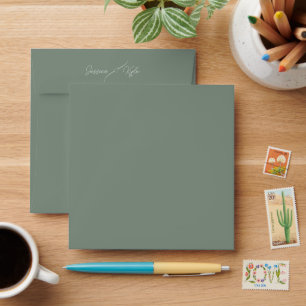 Sage Green Wedding Stationery Coloured Envelope