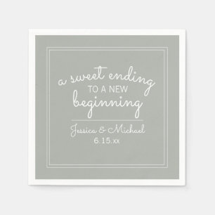 Sage Green Wedding Sweet Ending New Beginning Napkin