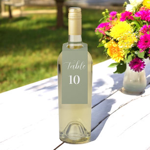 Sage Green Wedding Table Number Simple Bottle Tag