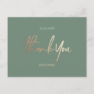 Sage Green Wedding Thank You Cards Elegant Script