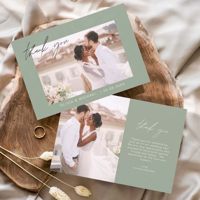 Sage Green Wedding Thank You Photo Minimalist (Creator Uploaded)