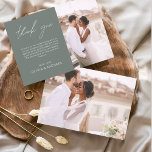 Sage Green Wedding Thank You Photo Simple Elegant<br><div class="desc">Wedding Thank You Cards that have a photo on the front and back. The Thank you cards contain a modern hand lettered cursive script typography that are elegant,  simple and modern to use after you wedding day celebration.</div>