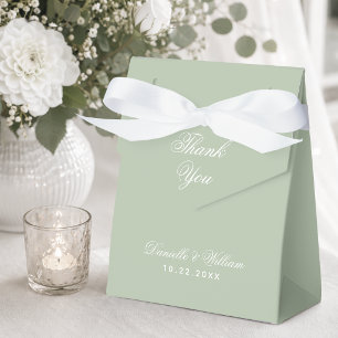 Sage Green Wedding Thank You Simple Calligraphy Favour Box