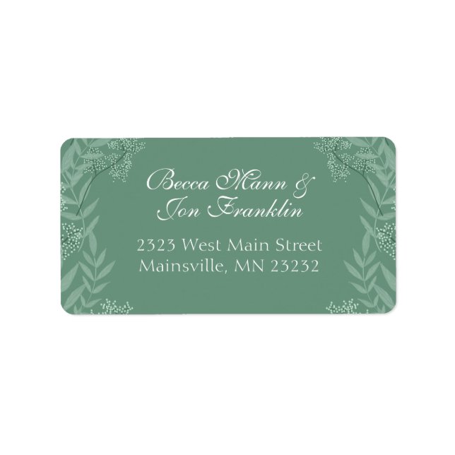 Sage Green Wedding Vintage Botanical Address Label (Front)