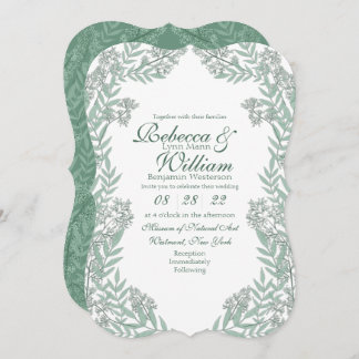 Sage Green Wedding Vintage Botanical Invitation