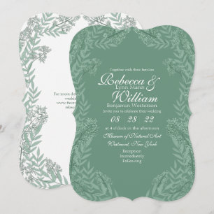 Sage Green Wedding Vintage Botanical Invitation