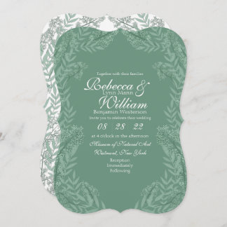 Sage Green Wedding Vintage Botanical Invitation