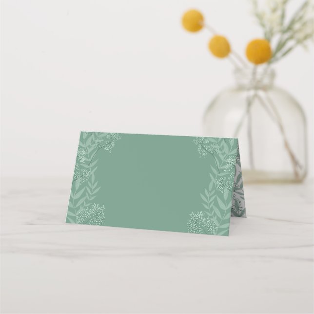 Sage Green Wedding Vintage Botanical Place Card (Front)