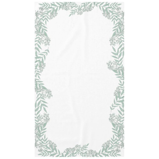 Sage Green Wedding Vintage Botanical Tablecloth (Front)
